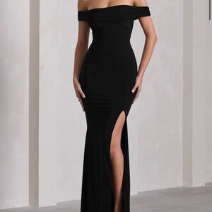 Club L London Elegant Black Off-Shoulder Evening Dress